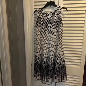 Haani Black and White Sleeveless A-Line Midi Dress